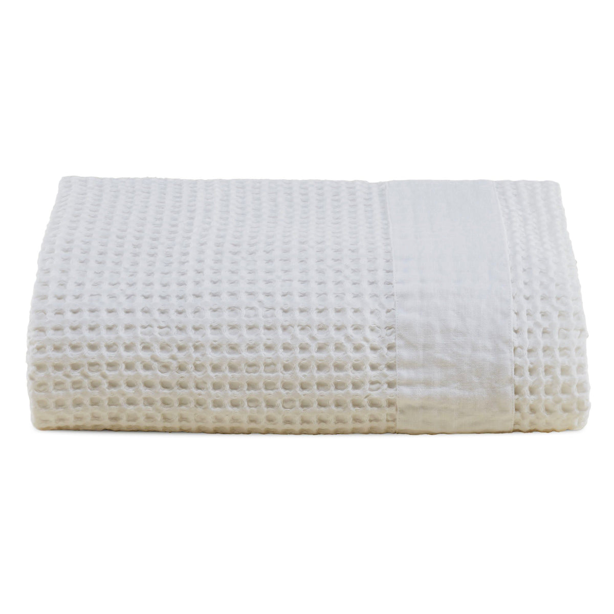 Towels in Stonewashed Cotton Honeycomb with Linen Border - Jaspy