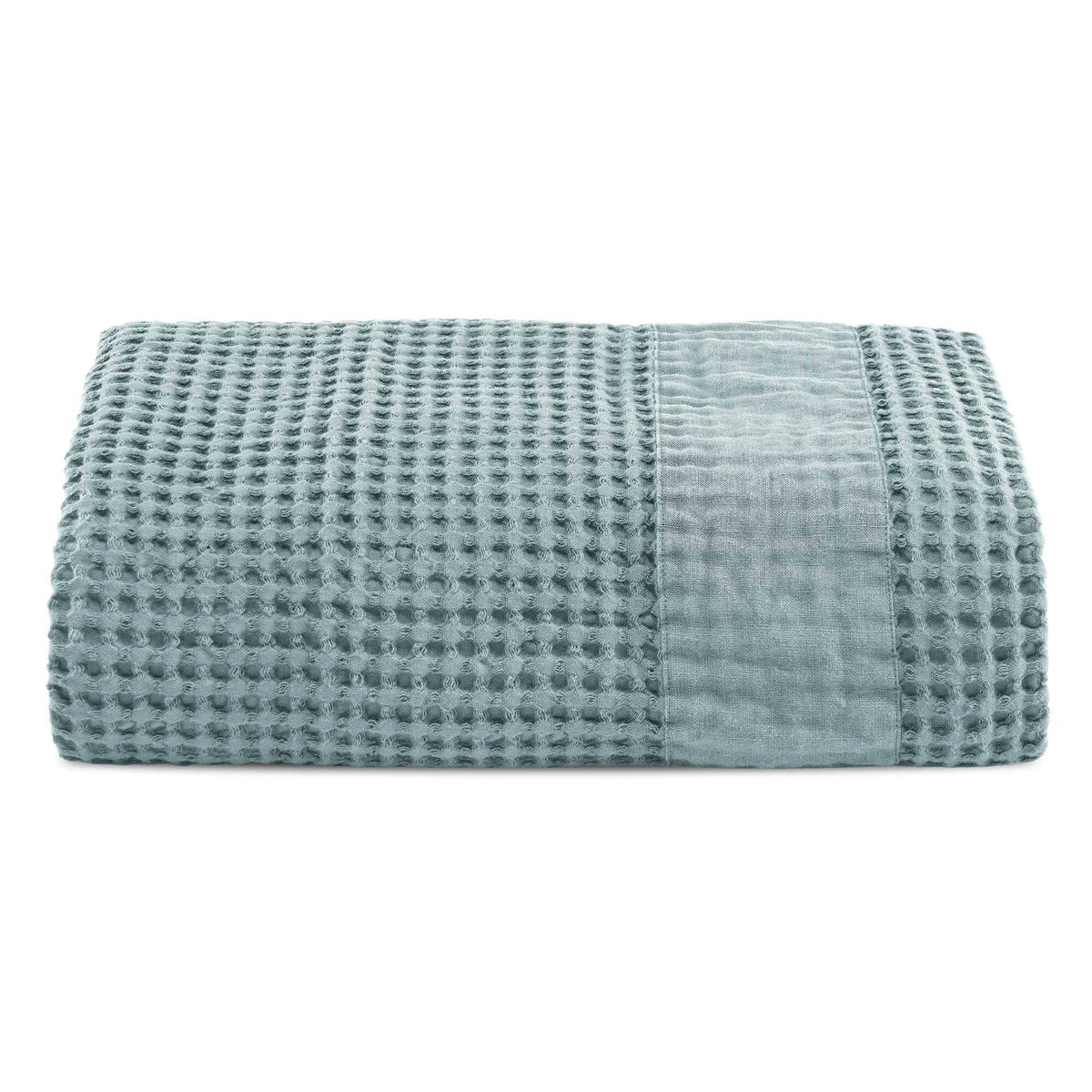 Towels in Stonewashed Cotton Honeycomb with Linen Border - Jaspy