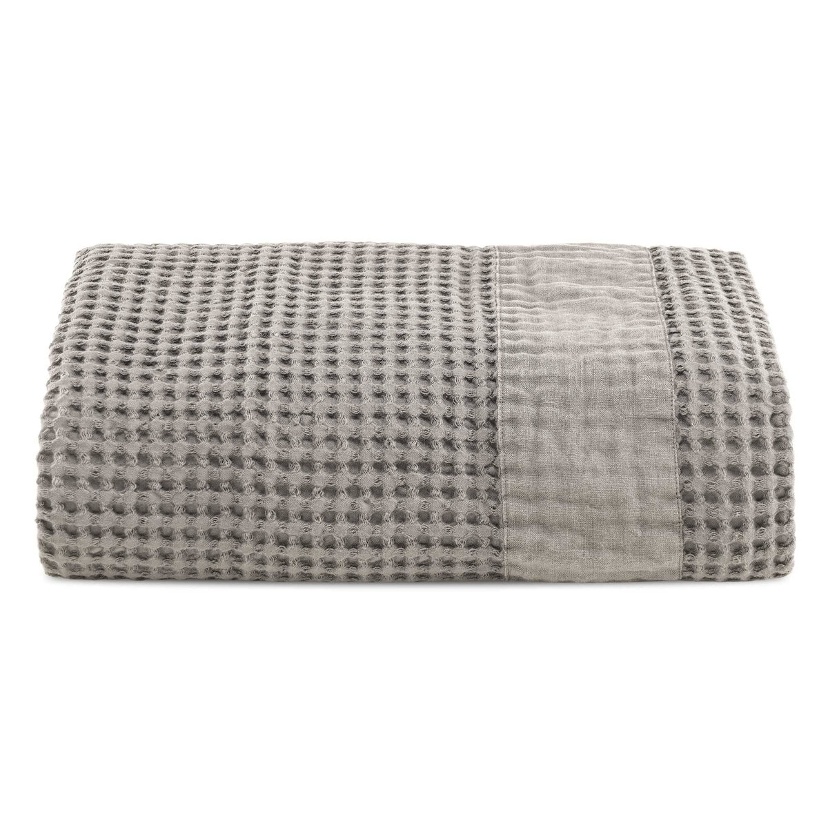 Towels in Stonewashed Cotton Honeycomb with Linen Border - Jaspy