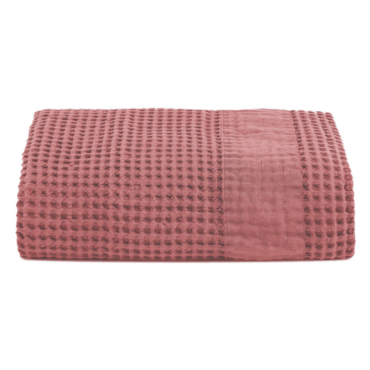 Towels in Stonewashed Cotton Honeycomb with Linen Border - Jaspy